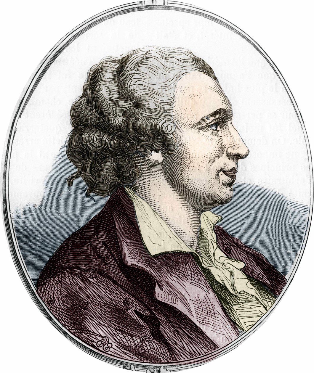 Portræt af Pierre Augustin Caron de Beaumarchais (1732 - 1799) fransk forfatter og dramatiker. stik fra 1866. af Unknown artist