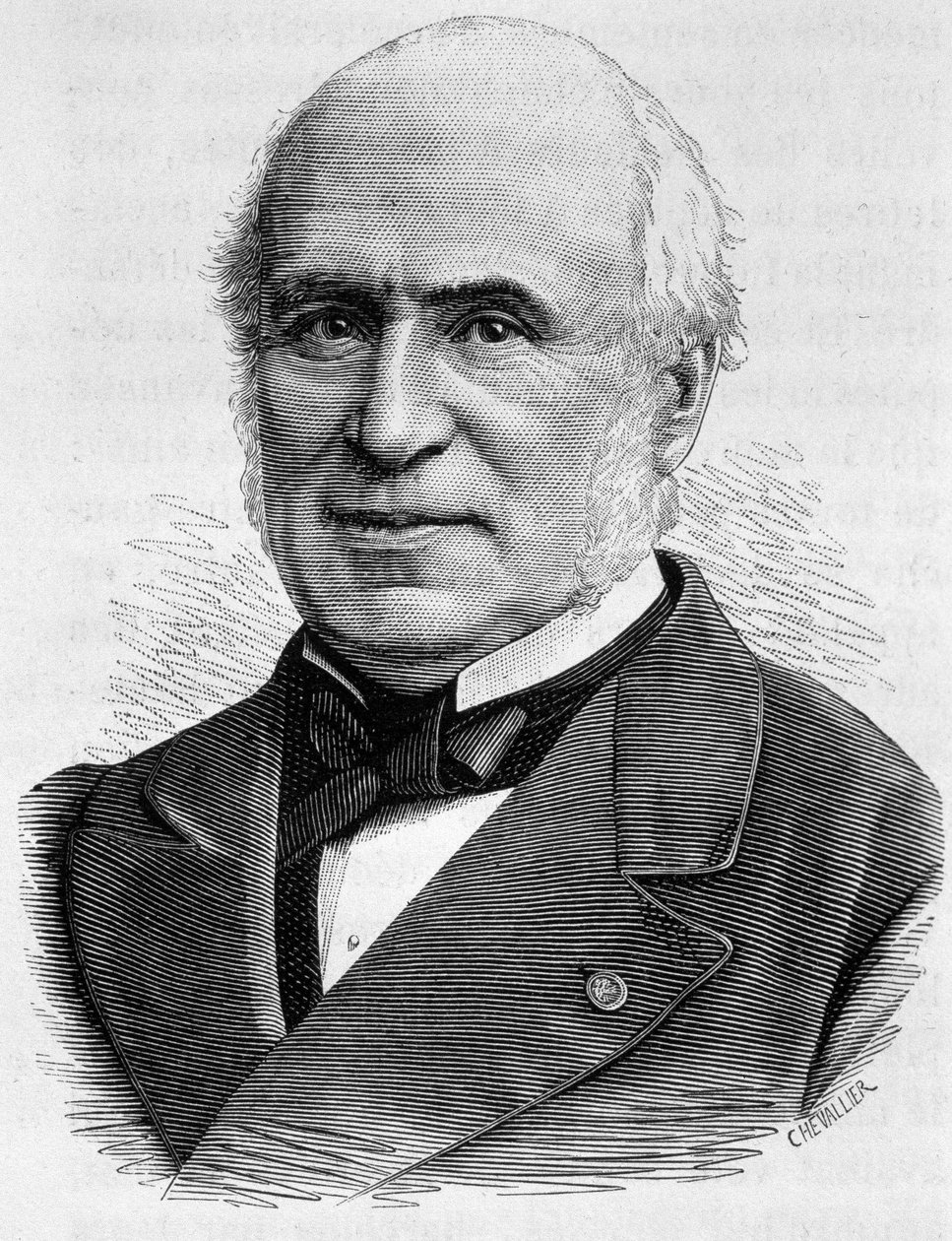 Portræt af Pierre Charles Chesnelong (1820 - 1899). Indgravering af slutningen af det 19. århundrede i "Histoire de France"" af H. Martin. af Unknown artist