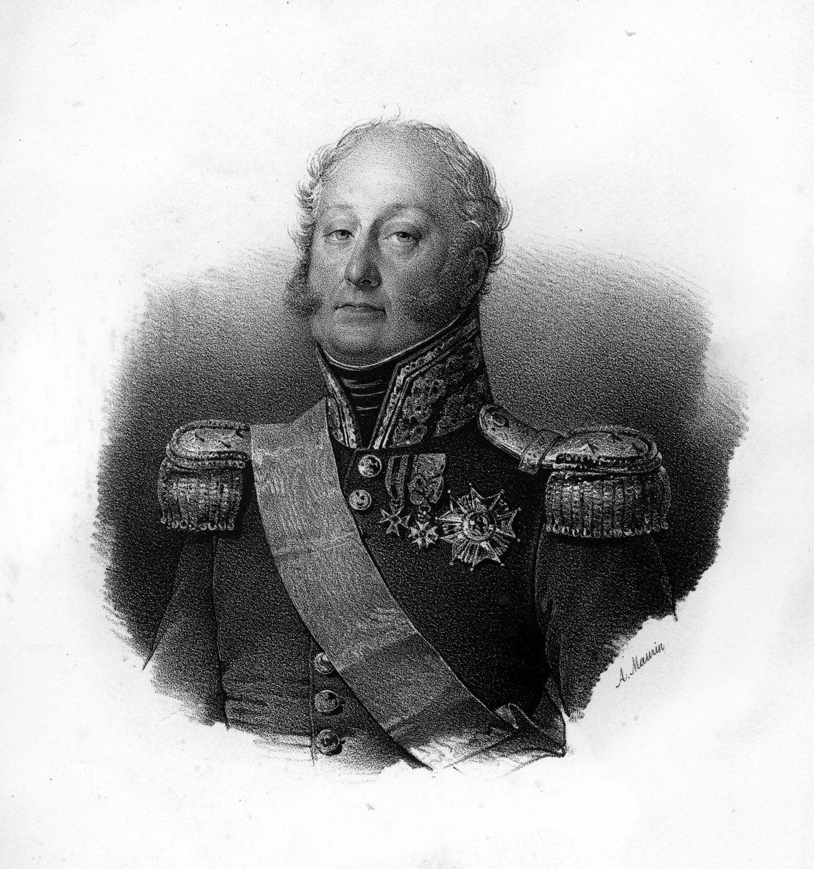 Portræt af Pierre Claude, Grev Pajot, dit Pajol (1772-1844), fransk general, gravering af det 19. århundrede af Unknown artist