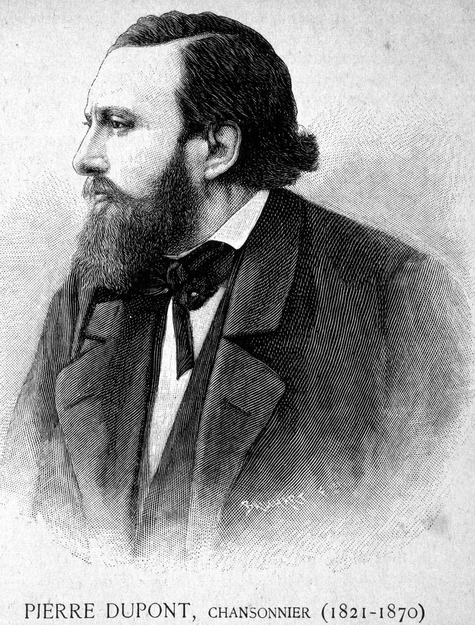 Portræt af Pierre Dupont, Chansonnier (1821 -1870) - i "" Les Contemporains", n.d. slutningen af ​​det 19. århundrede. af Unknown artist