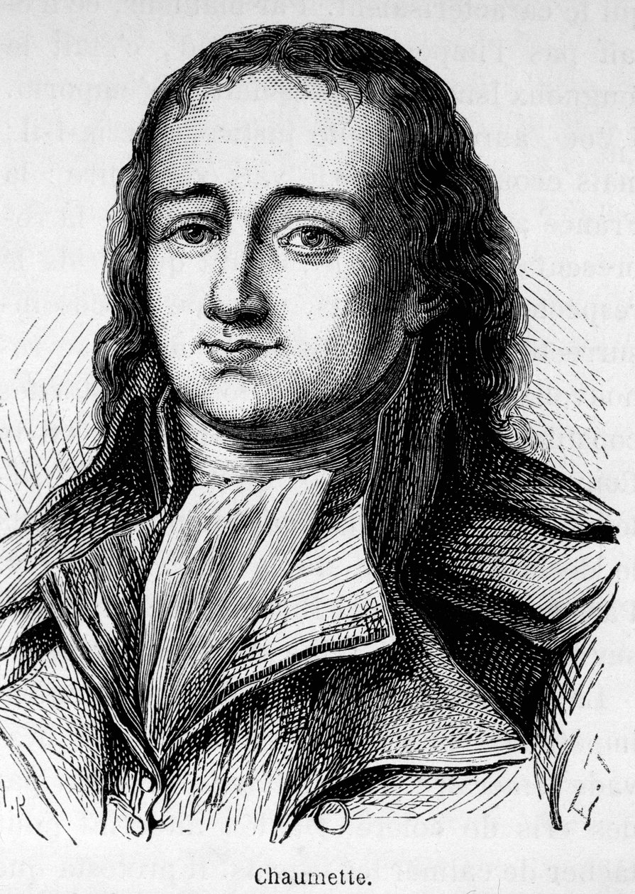 Portræt af Pierre Gaspard Chaumette (1763-1794), fransk politiker, medlem af Cordeliers Club og anklager - syndiker fra Insurctional Commune of Paris... Han blev arresteret og guillotineret med værtsekstremister. af Unknown artist