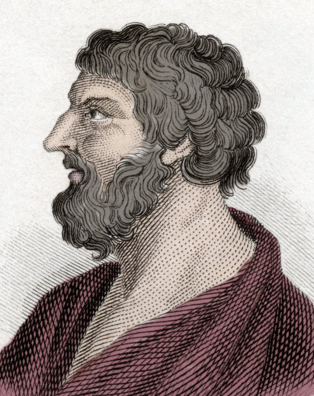 Portræt af Pittacos af Mytilene græsk statsmand (650-570 f.Kr.) (Pittacus of Mytilene). Gravering 1800-tallet. af Unknown artist
