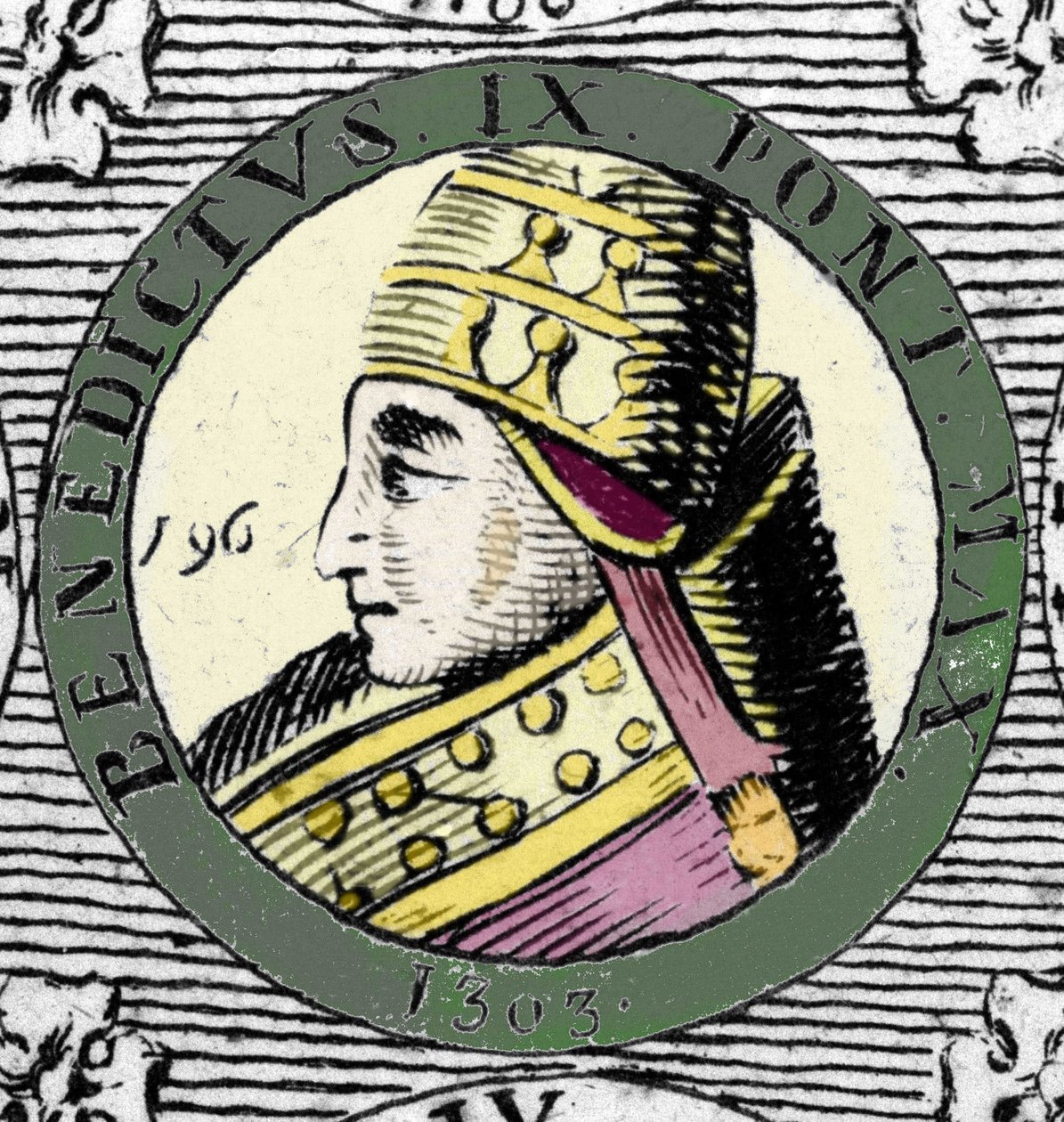 Portræt af pave Benedikt IX. Indgravering af det 19. århundrede. af Unknown artist