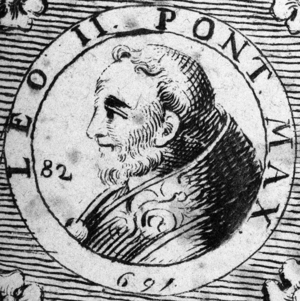 Portræt af pave Leon II (682-683). af Unknown artist