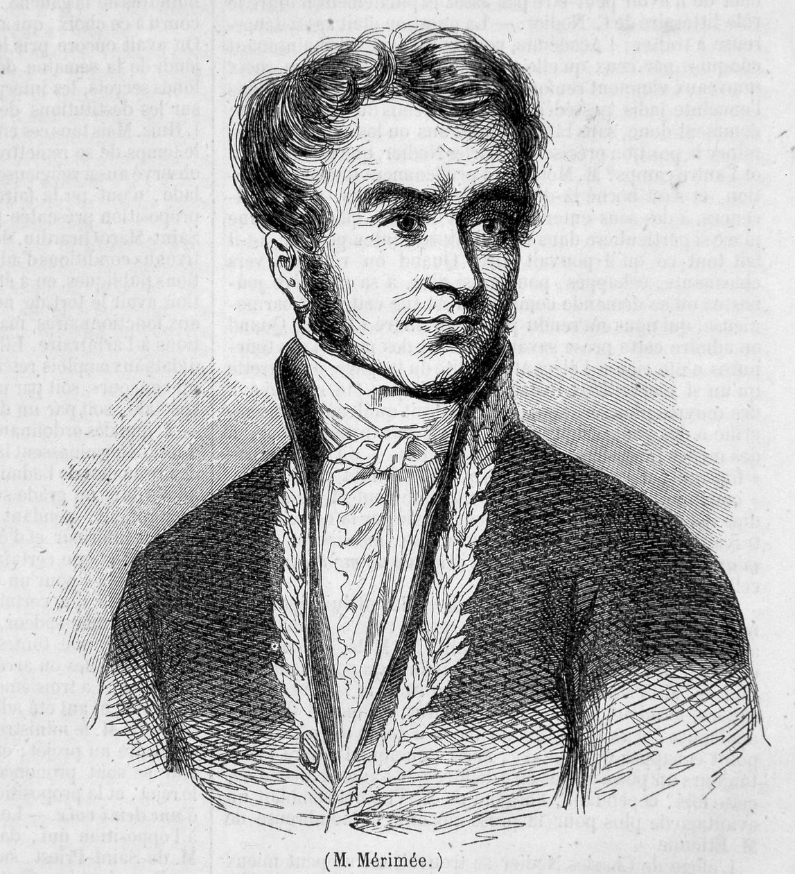 Portræt af Prosper Merimee. 1800-tals gravering. af Unknown artist