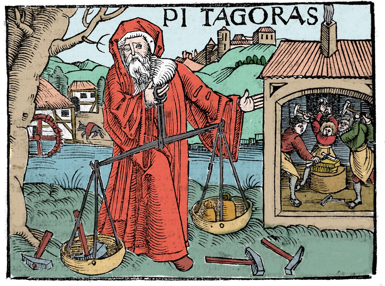 Portræt af Pythagoras (Pythagoras) - Side fra "" Compendiara musica"" af Koswick 1516 - af Unknown artist