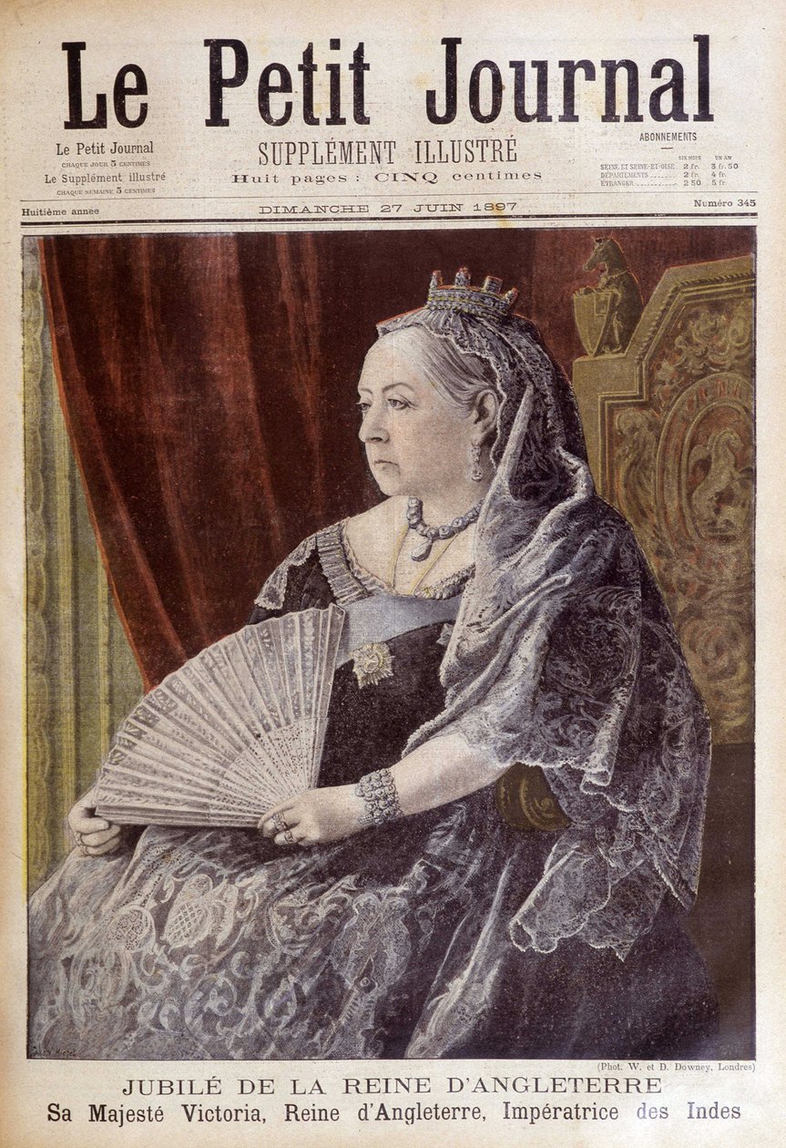 Portræt af dronning Victoria i anledning af hendes jubilæum - i "" Le Petite Journal"" af 27/06/1897 af Unknown artist