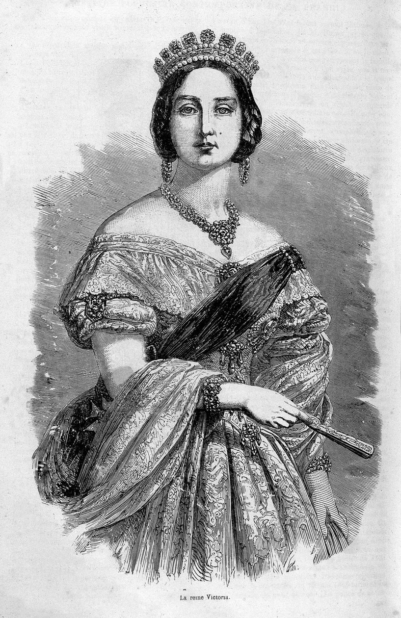 Portræt af dronning Victoria young - gravering, midten af det 19. århundrede af Unknown artist
