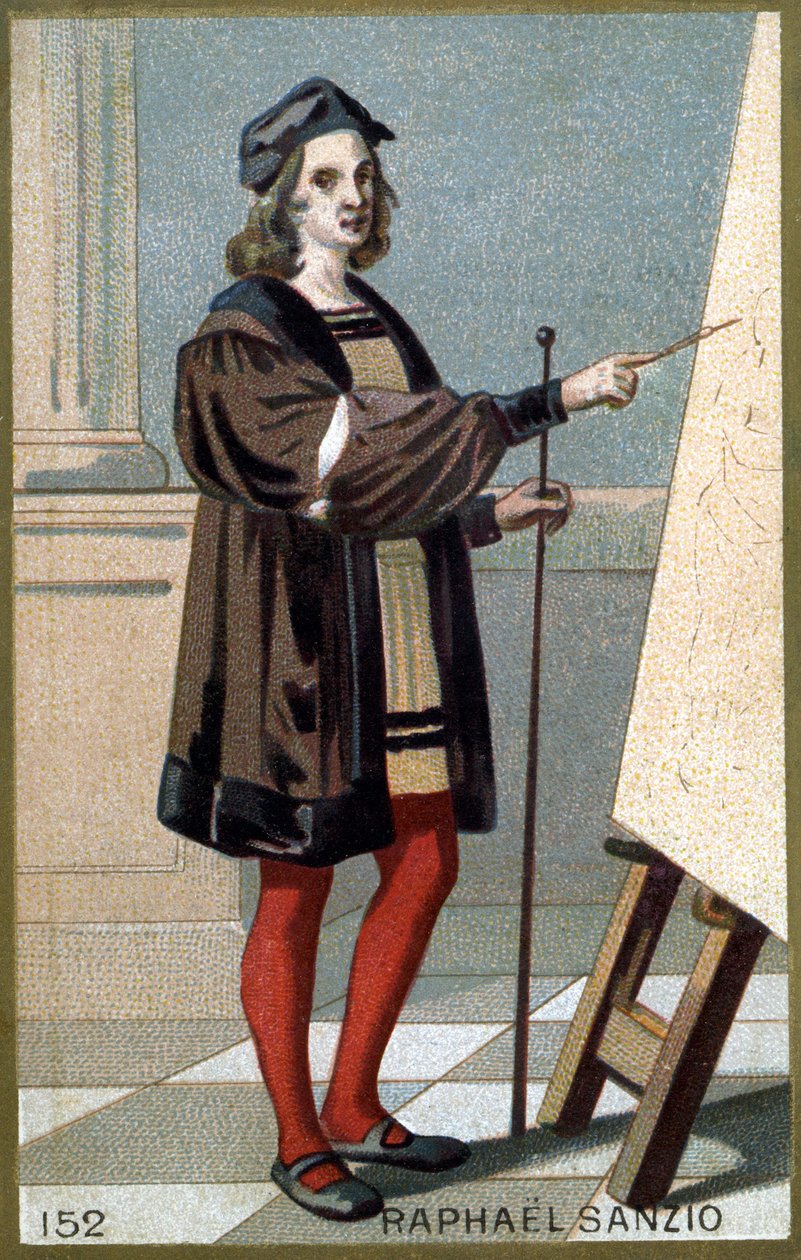 Portræt af Raphael (Raffaello Sanzio 1483 - 1520). Kromolitografi i slutningen af det 19. århundrede. af Unknown artist