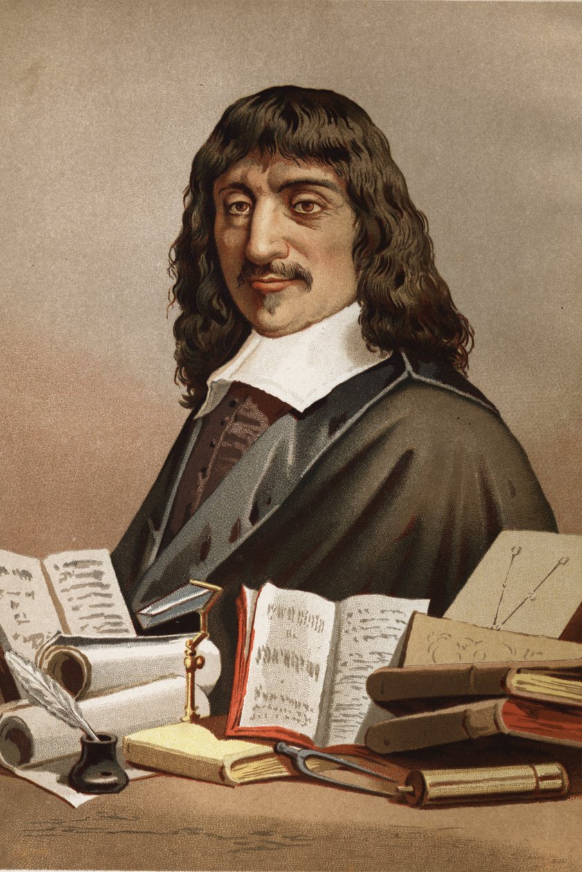 Portræt af Rene Descartes. 1596-1650. fra Science and its Men af ​​Louis Figuier. Barcelona 1881 af Unknown artist