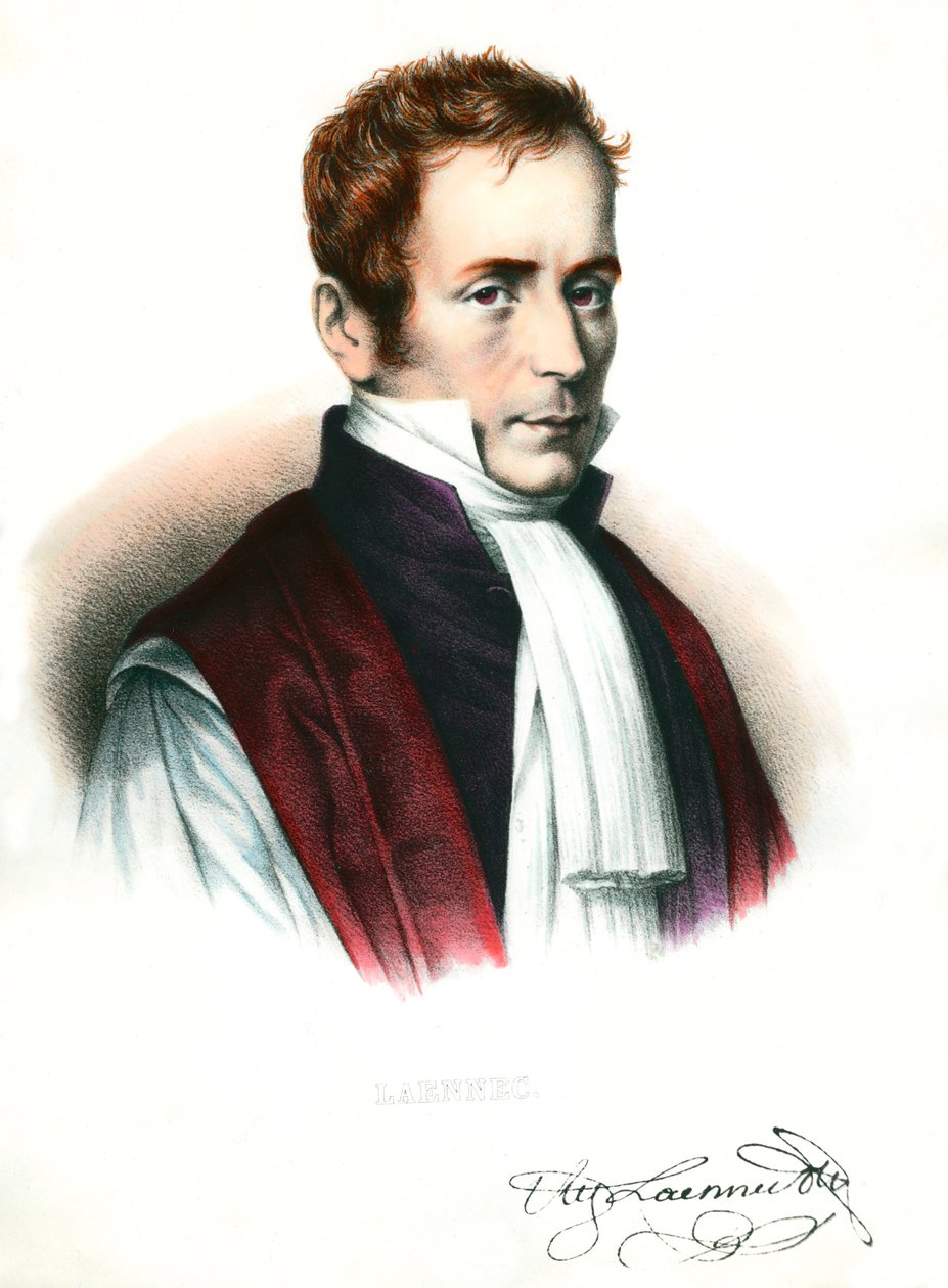 Portræt af Rene Laennec (1781-1826) fransk læge Gravering af det 19. århundrede Privat samling af Unknown artist