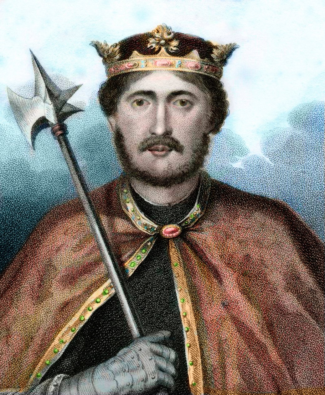 Portræt af Richard I (1157-1199), konge af England, også kaldet Richard Lion Heart - Portræt af Richard Løvehjerte - Gravering 1800-tallet af Unknown artist