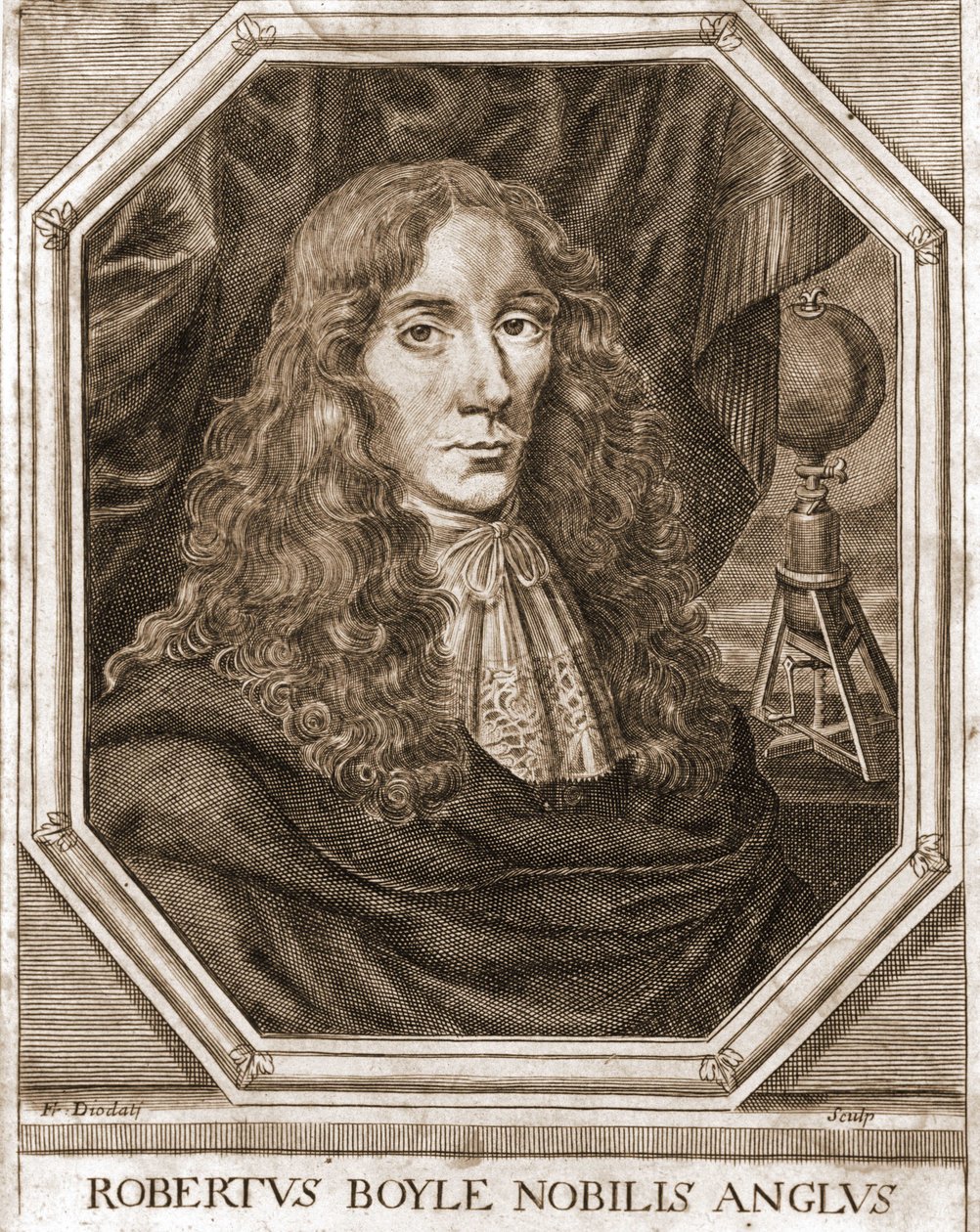 Portræt af Robert Boyle (1627 - 1691), irsk fysiker og kemiker. af Unknown artist