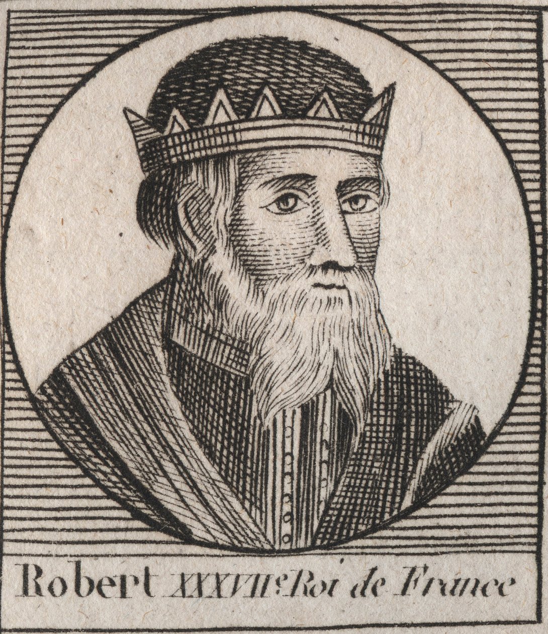 Portræt af Robert I (866--923), konge af Vestfrankien fra 922 til 923, gravering fra "Instruction sur l
