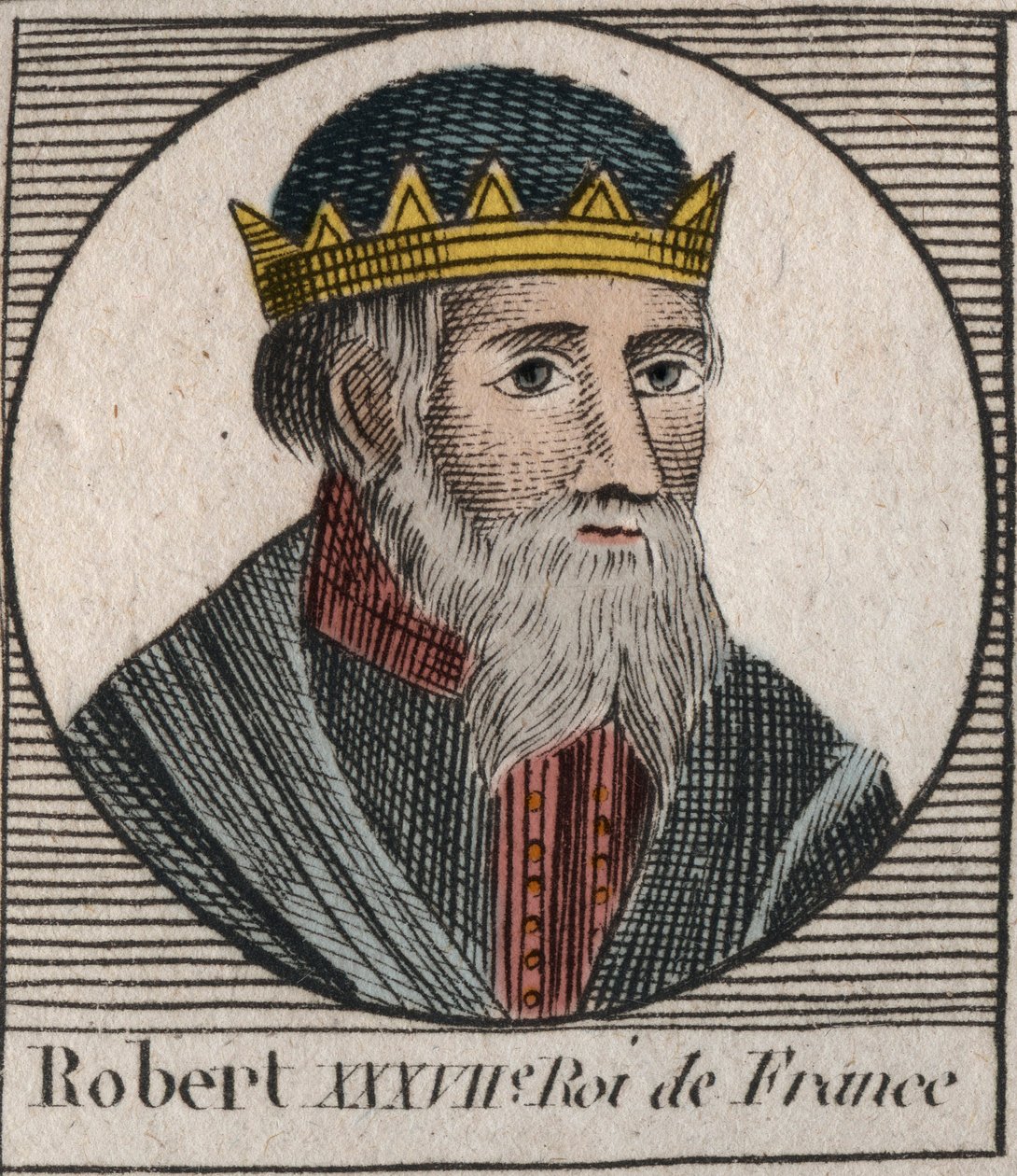 Portræt af Robert I (ca. 860-923), konge af Vestfrankien fra 922 til 923 - Robert I, konge af Vestfrankien fra 922 til 923 - gravering fra "Instruction sur l