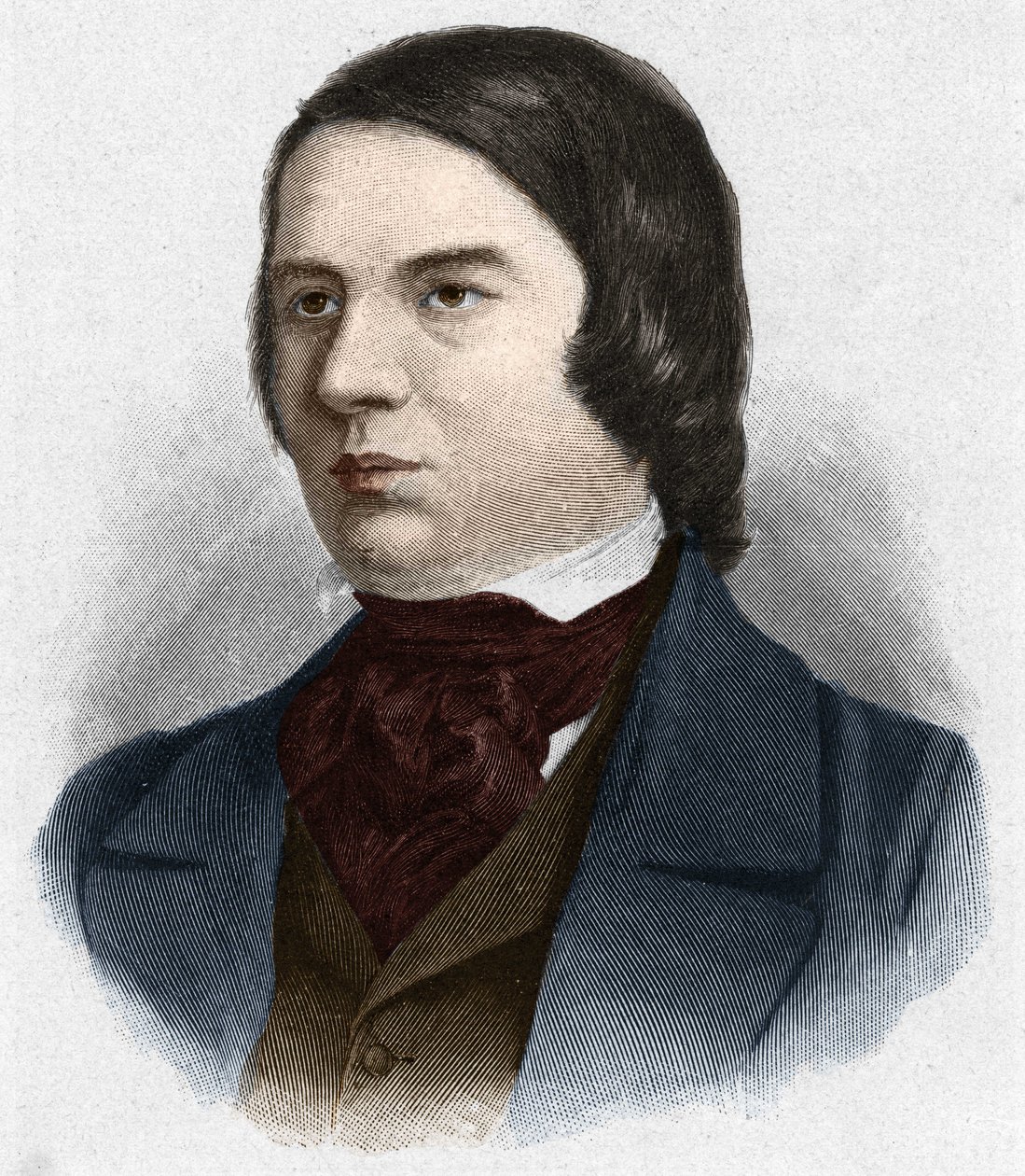 Portræt af Robert Schumann (1810-1856), tysk komponist. baseret på en tegning af Mengel. af Unknown artist