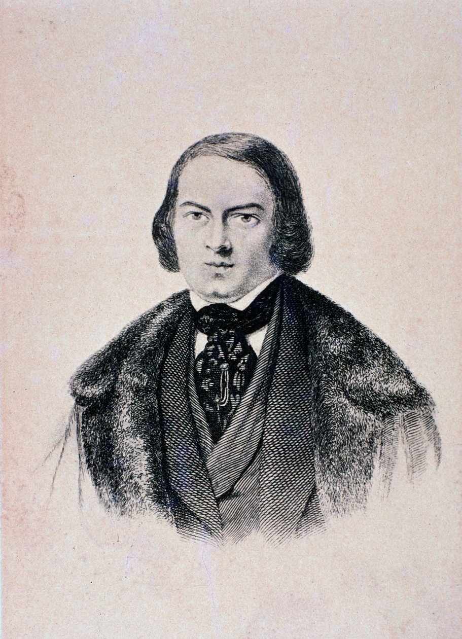 Portræt af Robert Schumann (stik af Unknown artist