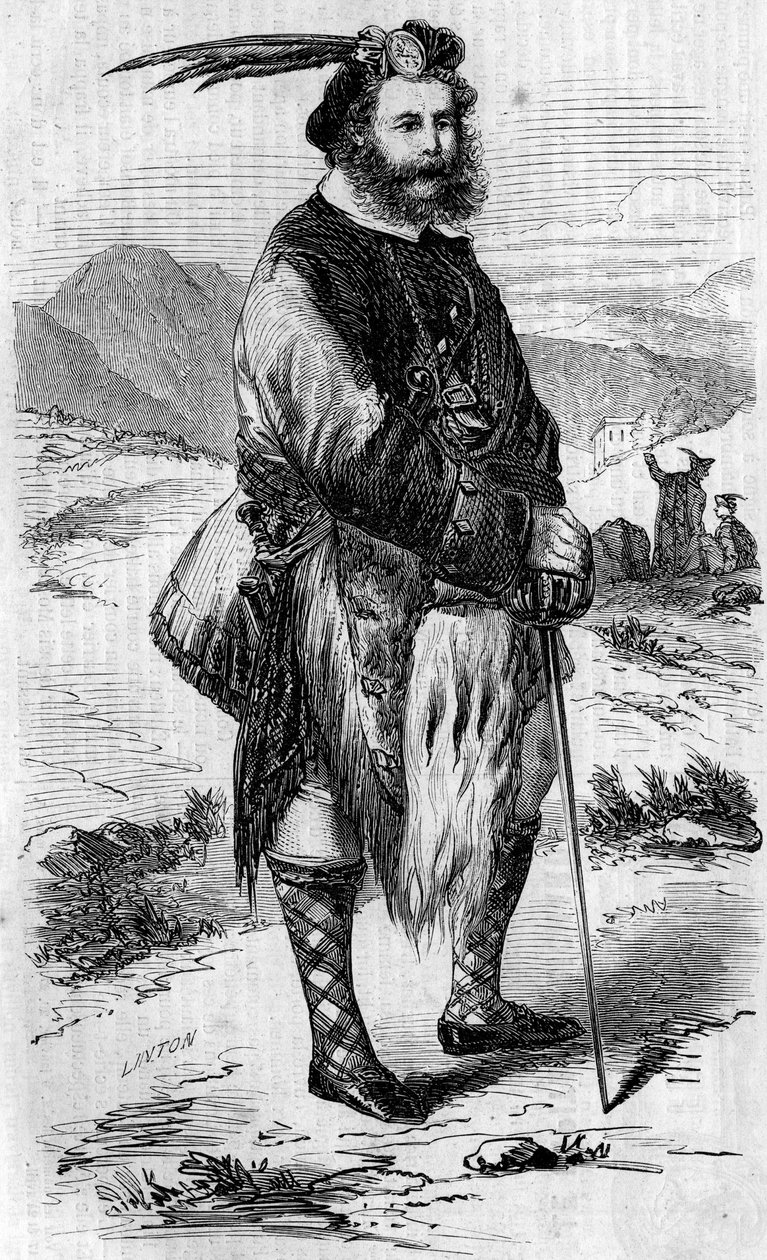 Portræt af Roualeyn George Gordon Cumming (1820-1866), skotsk rejsende og løvejæger. Indgravering af Linton i ""The Illustrous World"" nr. 56 af 8. maj 1858. af Unknown artist