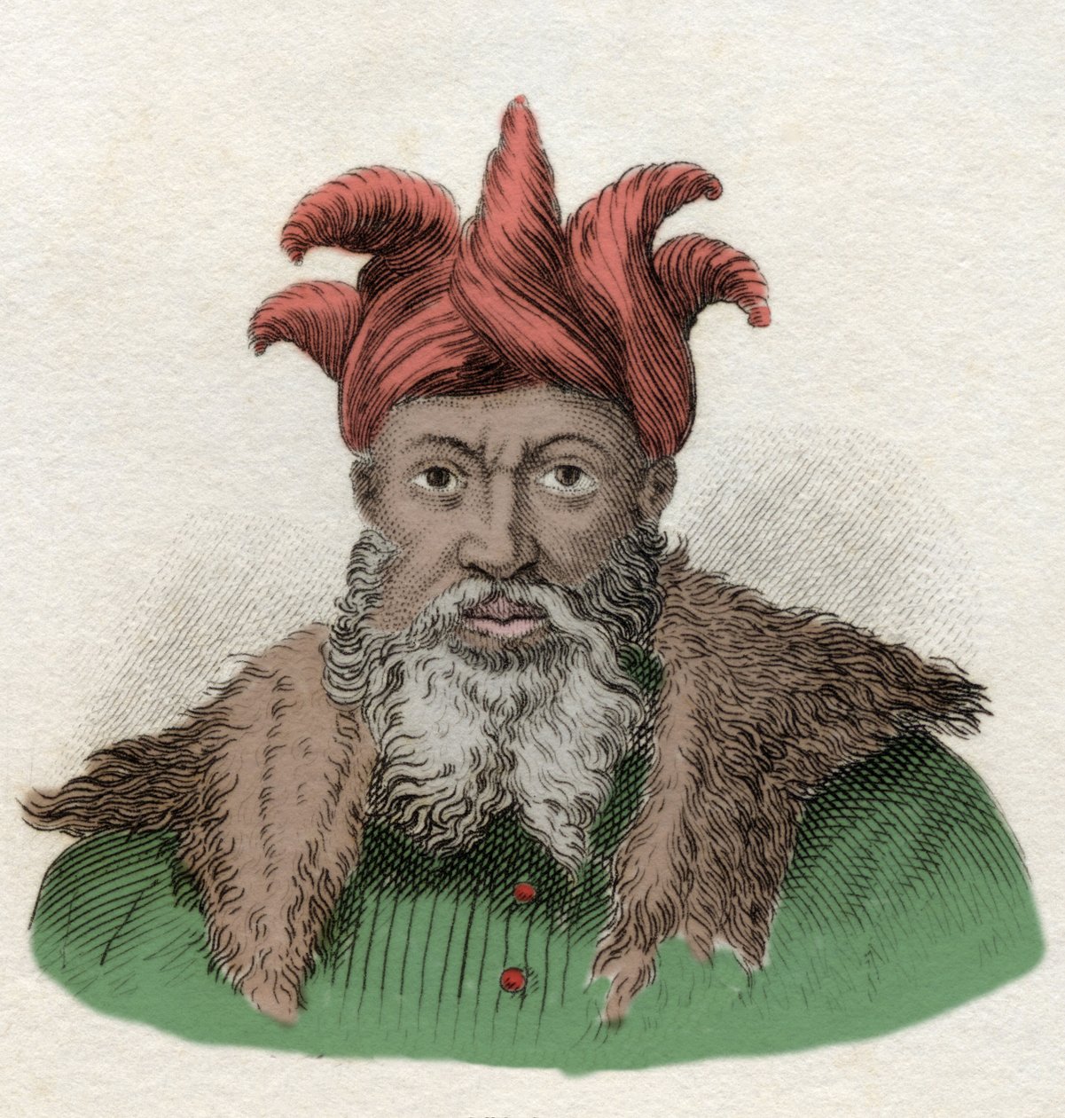 Portræt af Saladin (1138-1193) (Salah al Din Yusuf al-Ayyubi (al Ayyubi) militærchef mod Crusses i Egypten. Indgravering af det 19. århundrede. af Unknown artist