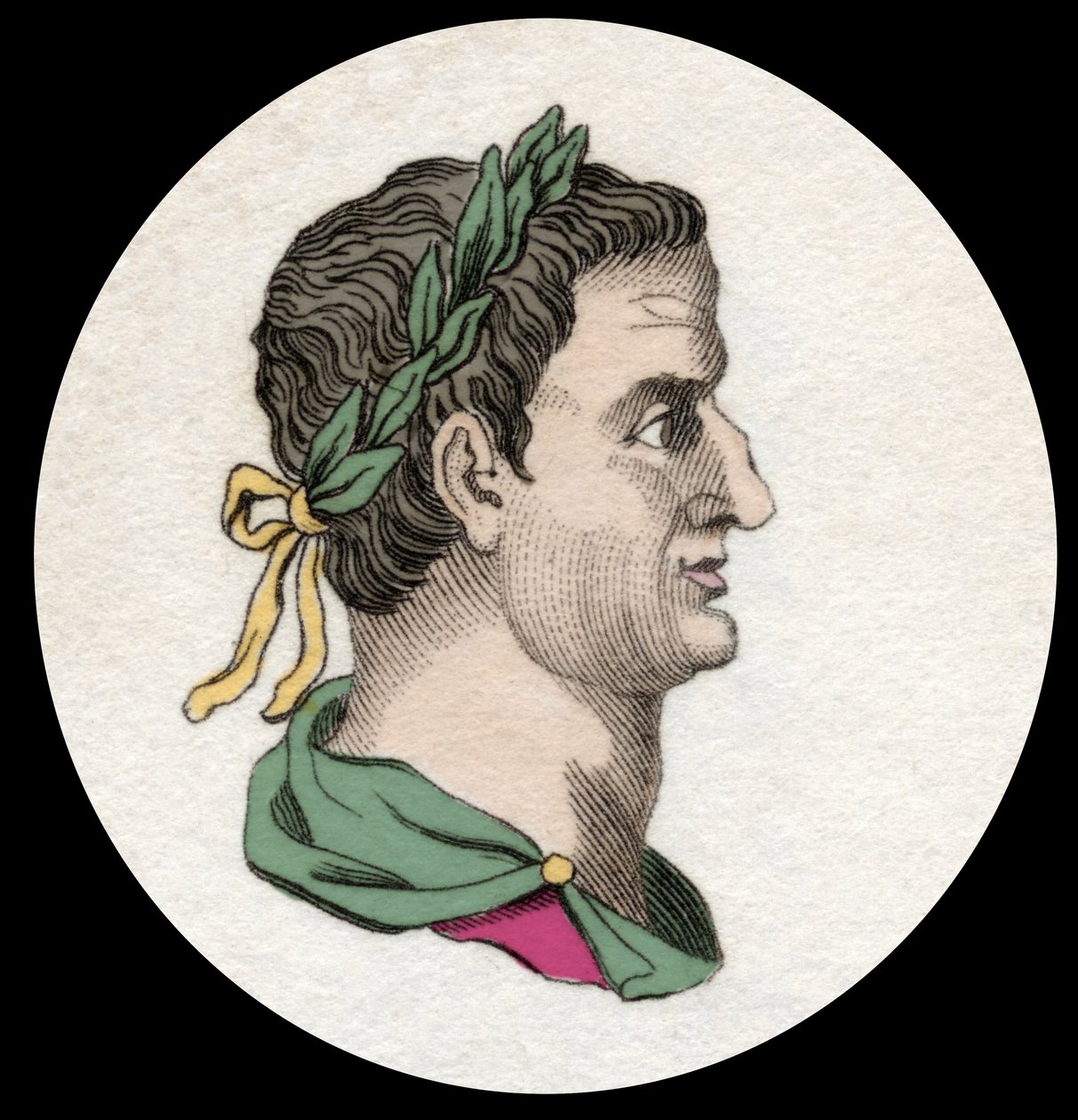 Portræt af Servius Sulpicius Galba (3 f.Kr.-69 e.Kr.), romersk kejser. 1800-tals gravering af Unknown artist