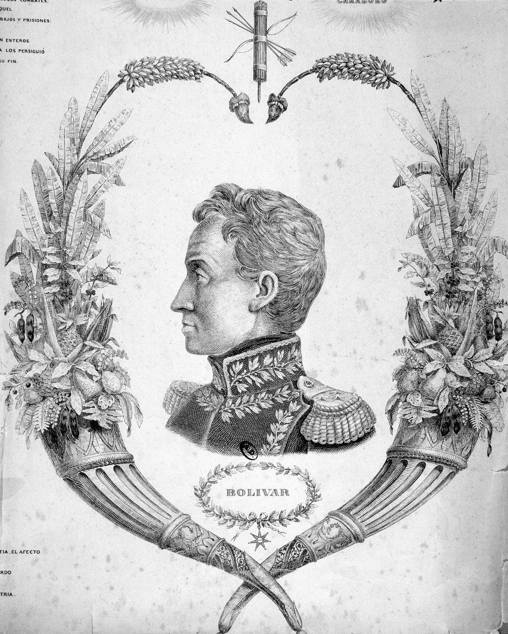 Portræt af Simon Bolivar (1783-1830), sydamerikansk general og statsmand. af Unknown artist