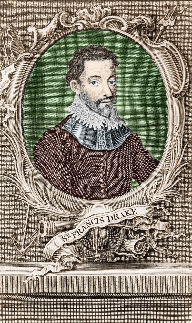 Portræt af Sir Francis Drake (1540-1596), engelsk navigatør. af Unknown artist