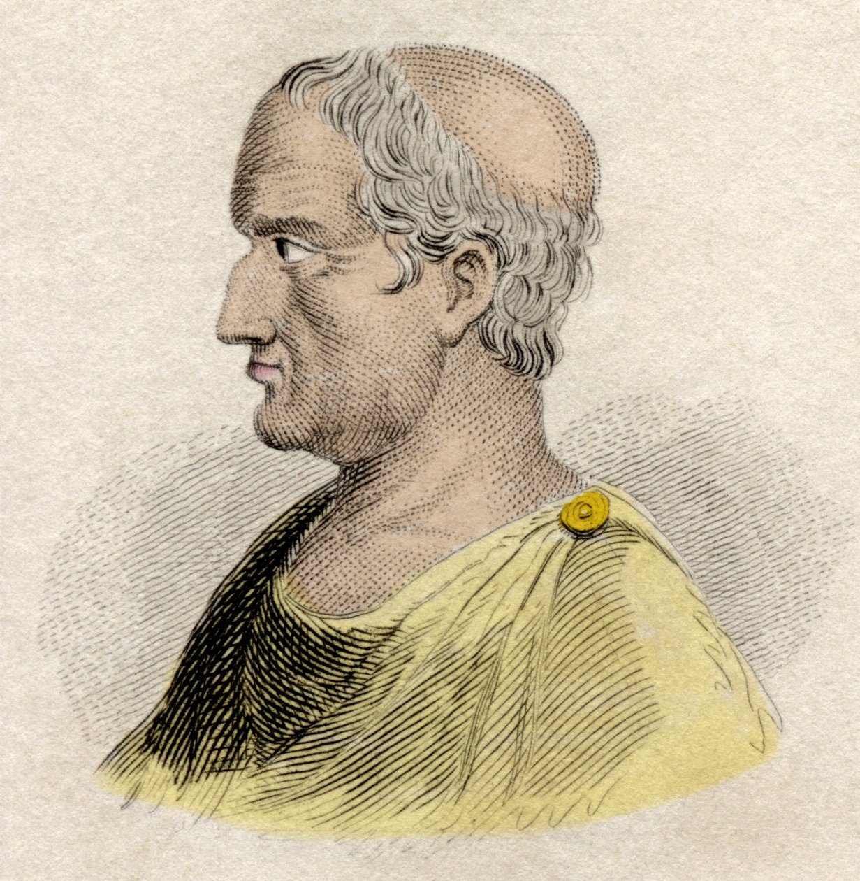 Portræt af Solon, lovgiver og digter af Athen (ca. 640-ca. 588 f.Kr.)”. Indgravering af det 19. århundrede. af Unknown artist