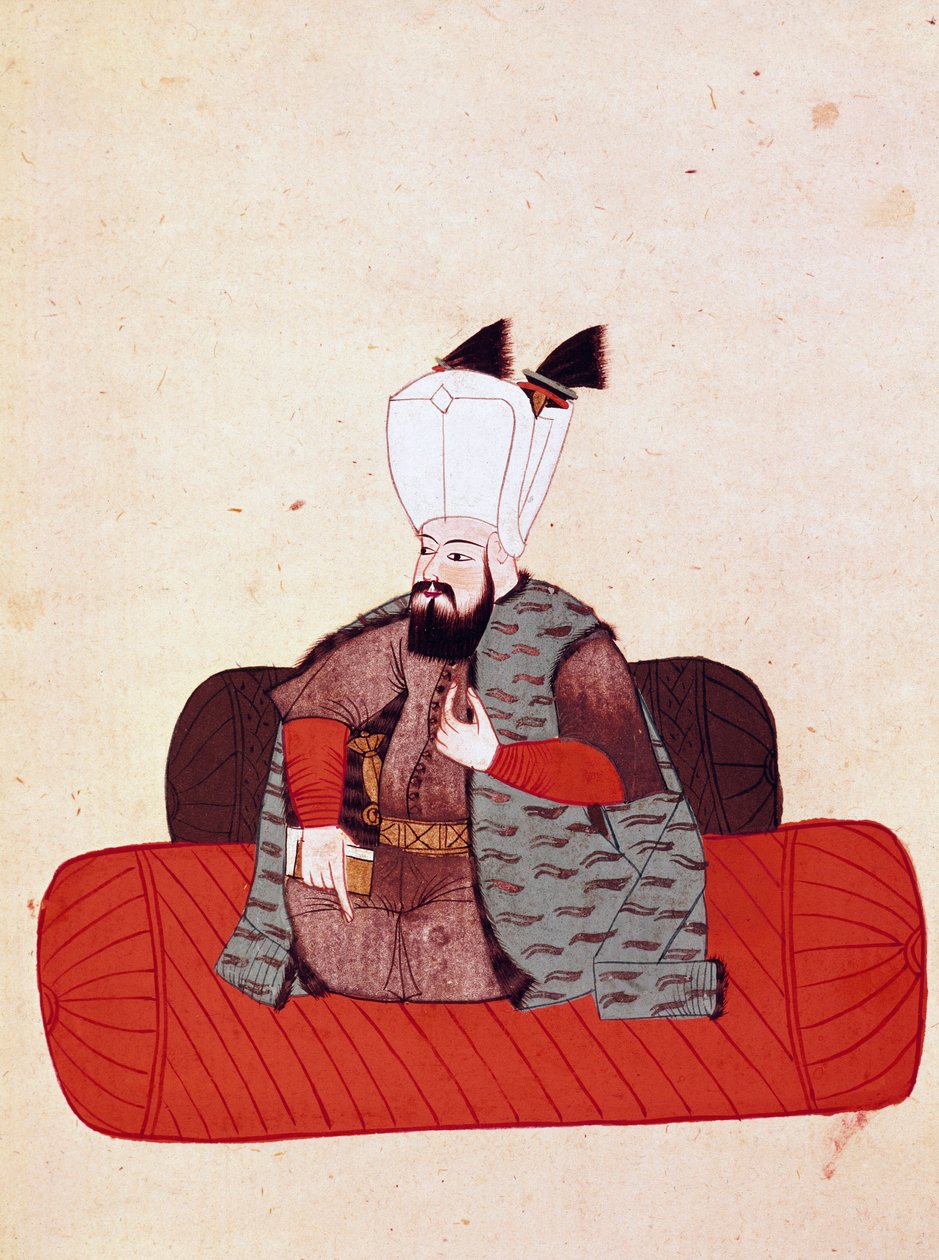Portræt af Sultan Amurat III (eller Mourad III) (1574-1595) Miniature fra et manuskript Cicogna fra det 19. århundrede (1828) efter en original fra det 17. århundrede (1671). Venedig, Martian Library af Unknown artist