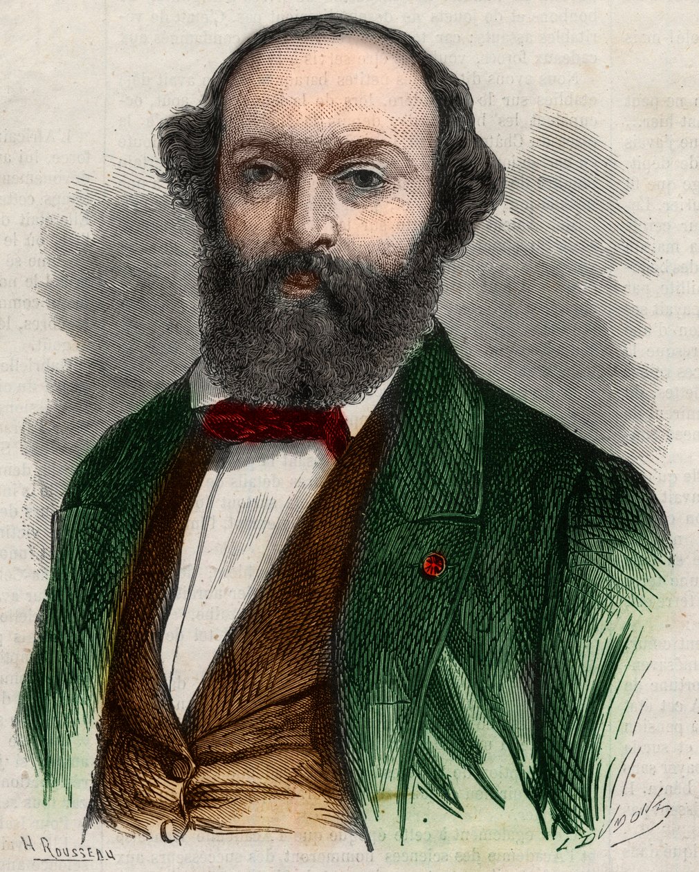 Portræt af Theodore Rousseau (1812-1867), fransk maler. Indgravering i "" Det illustere univers"" af Unknown artist