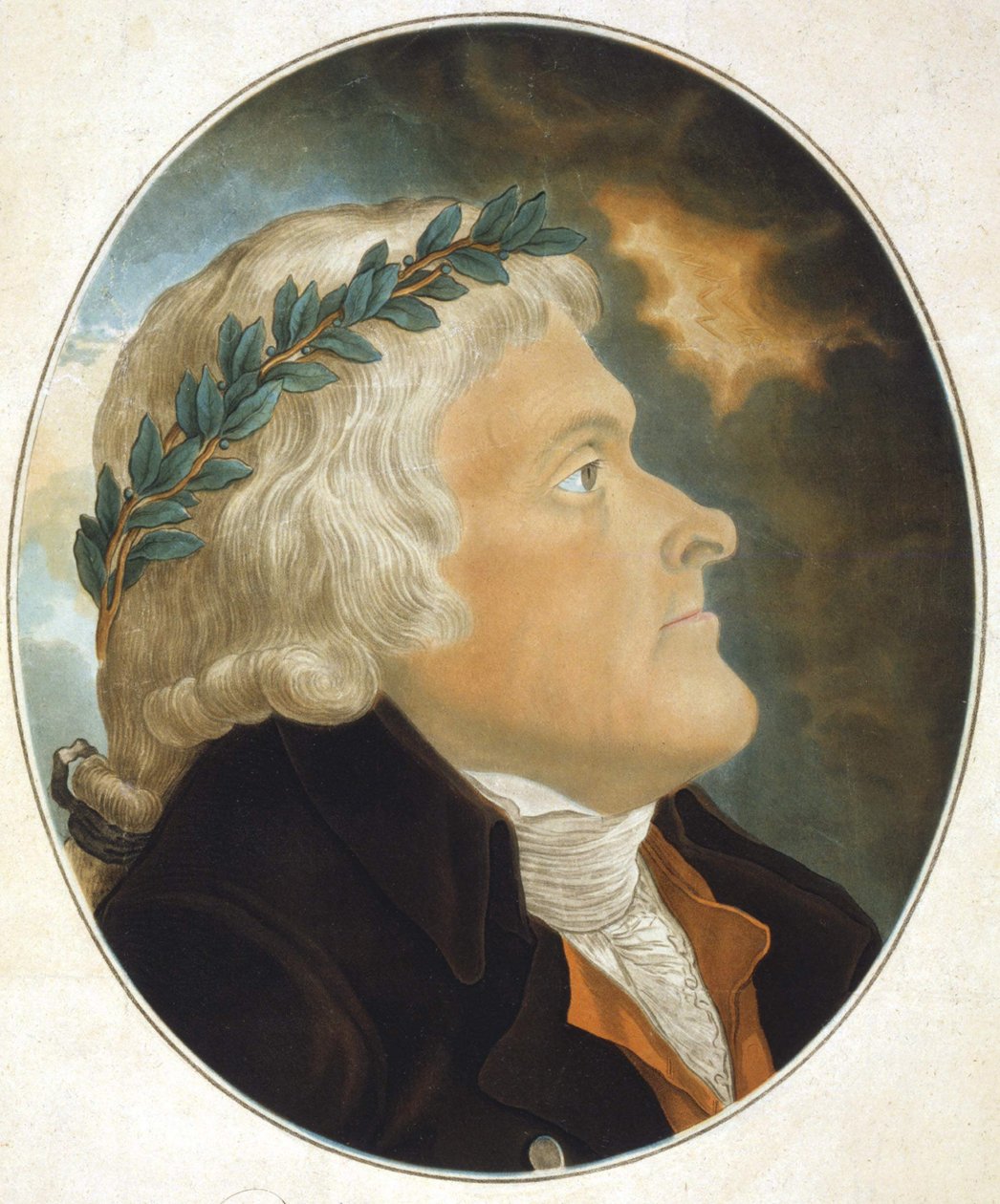 Portræt af Thomas Jefferson (1743 - 1826) amerikansk politisk forfatter og statsmand tegnet af sin ven Tadée Kosciusko og indgraveret af Mr. Sokolnicki. Gravering sd. 19. århundrede. af Unknown artist
