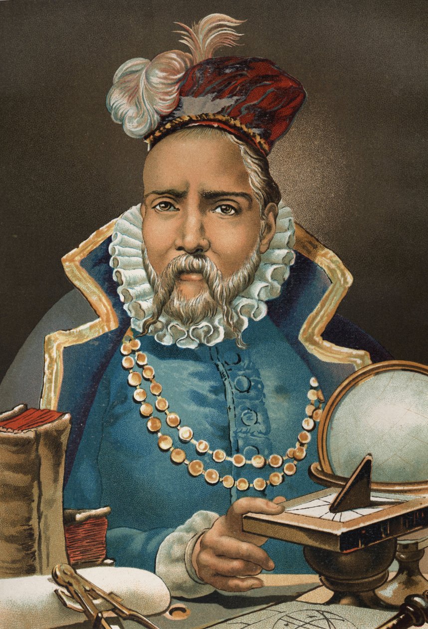 Portræt af Tycho Brahe. Dansk astronom og astrolog (nu Sverige af Unknown artist