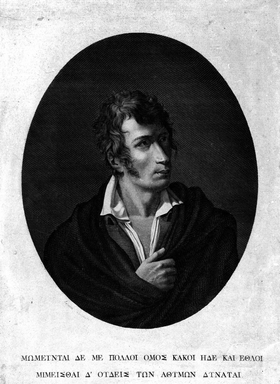Portræt af Ugo Foscolo (1778 - 1827). af Unknown artist