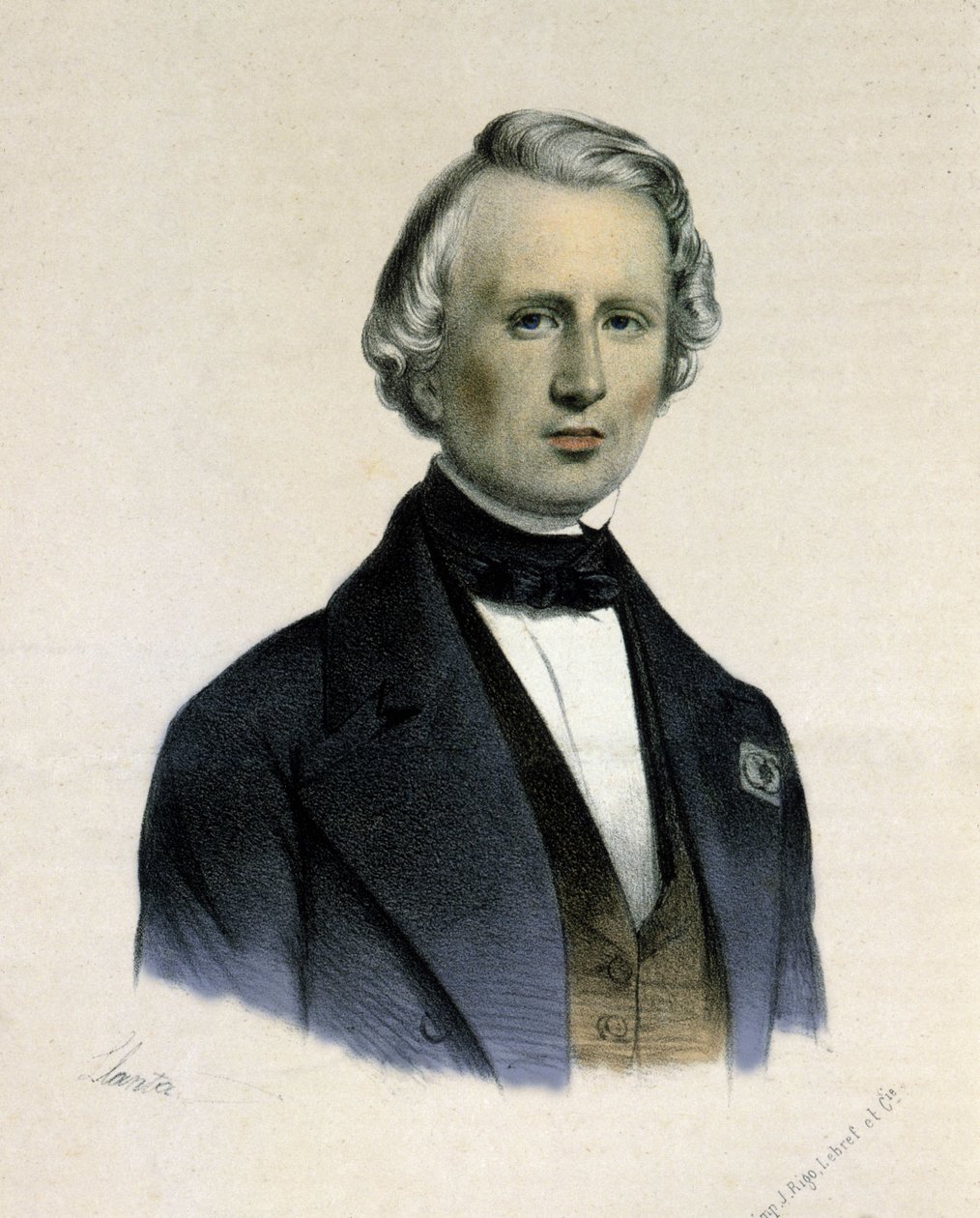 Portræt af Urbain Jean Joseph Le Verrier eller (Leverrier), fransk matematiker og astronom (1811-1877). Han er den første observatør af planeten Neptun. af Unknown artist