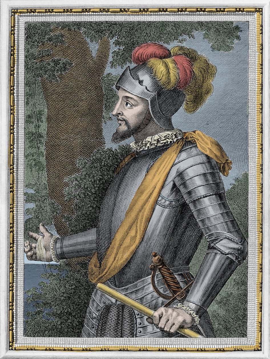 Portræt af Vasco Nunez de Balboa, spansk erobrer (1475-1517) - Gravering 1800-tallet af Unknown artist