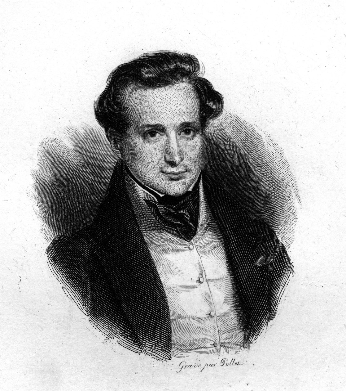 Portræt af Victor Hugo, radering af Pollet, sd. 19. århundrede af Unknown artist