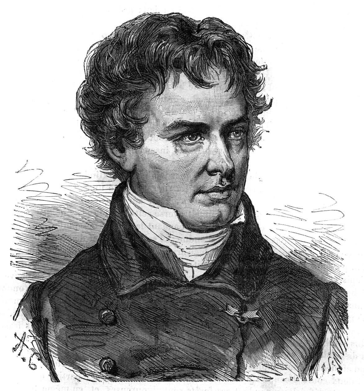 Portræt af Victor Jacquemont (1801 - 1832), fransk botaniker og rejsende - Indgravering i "Den maleriske historie om store rejser i det nittende århundrede"". 1877 af Unknown artist