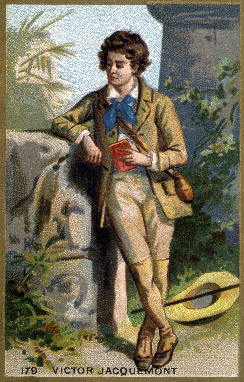 Portræt af Victor Jacquemont (1801 - 1832), fransk botaniker og rejsende. Kromolitografi af det 19. århundrede. af Unknown artist