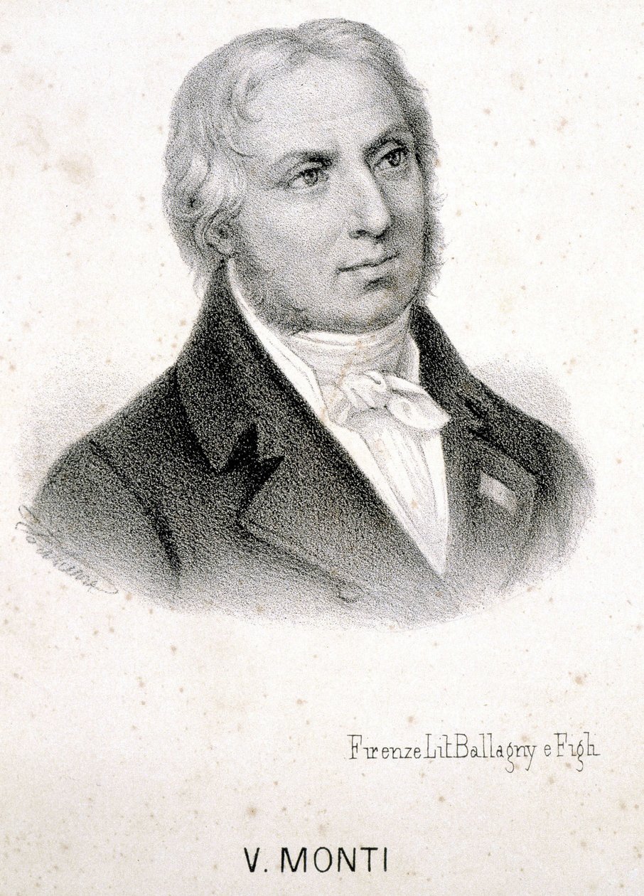 Portræt af Vincenzo Monti (1754 - 1828), italiensk digter, gravering 1800-tallet. af Unknown artist