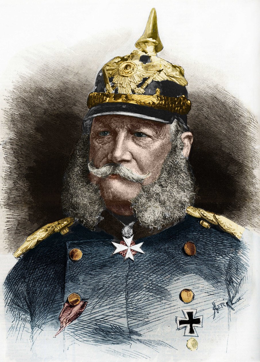 Portræt af Vilhelm I (1797-1888), konge af Preussen og kejser af Tyskland. Stik fra slutningen af 1800-tallet. af Unknown artist