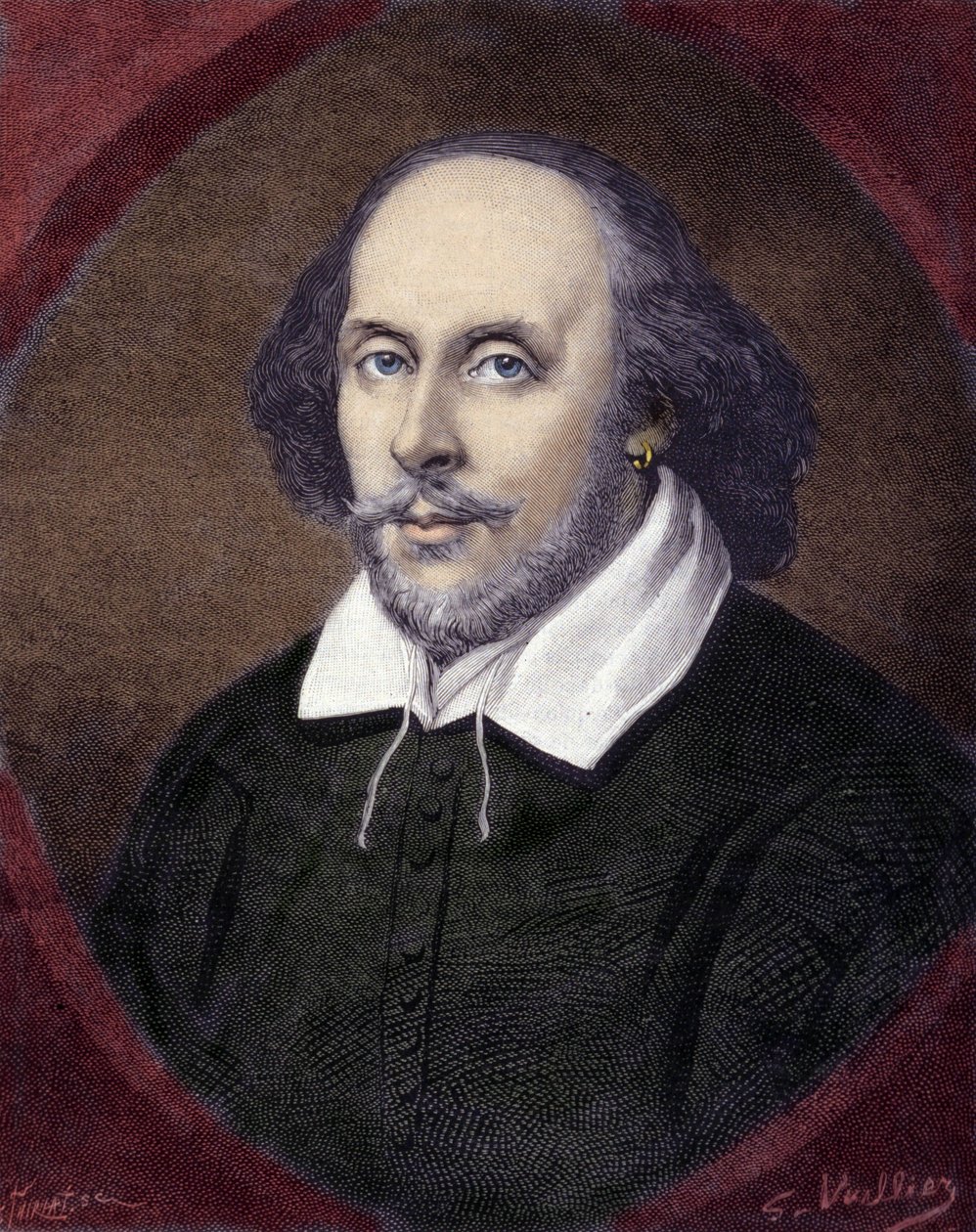 Portræt af William Shakespeare (1564-1616), engelsk dramatiker. af Unknown artist
