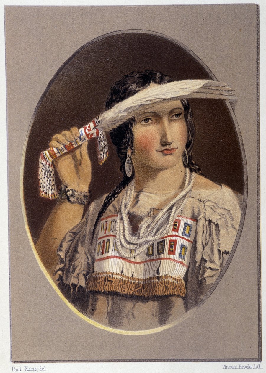 Portræt af en blandet indianer - i "" Vandring af en kunstner blandt indianerne i nordamerika"" af Paul Kane, Longmans & Roberts, London af Unknown artist