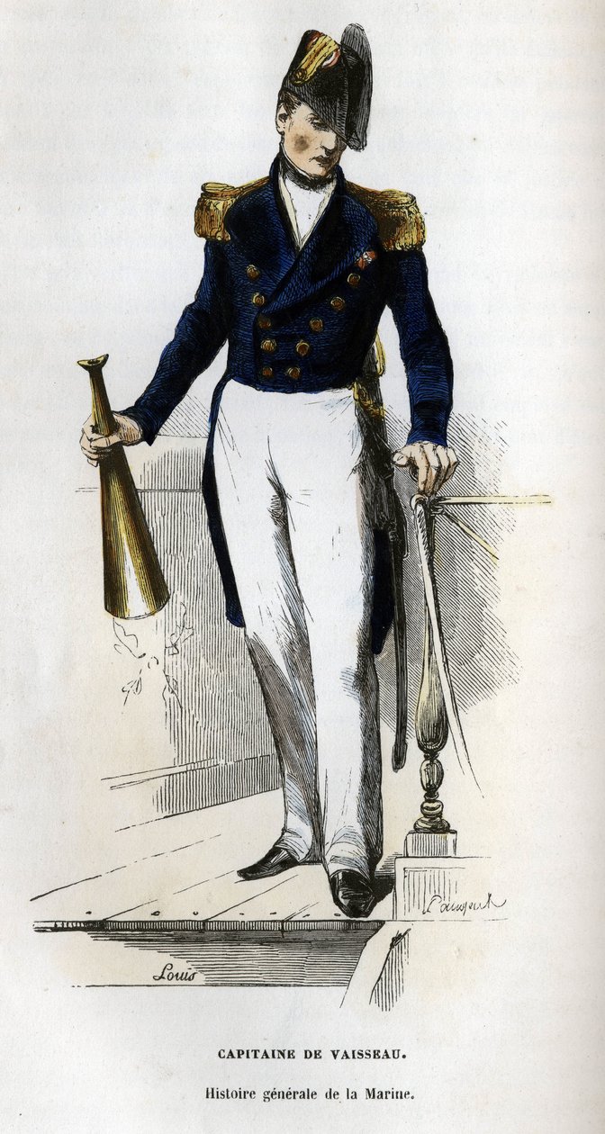Portræt af et skibs kaptajn. i "Flådens almindelige historie"" af Van Tenac af Unknown artist