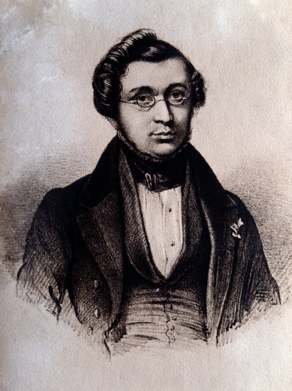 Portræt af den engelske komponist Adolphe Adam (1803-1856) Indgravering. 1800-tallets Bologna, civico museo bibliografico af Unknown artist