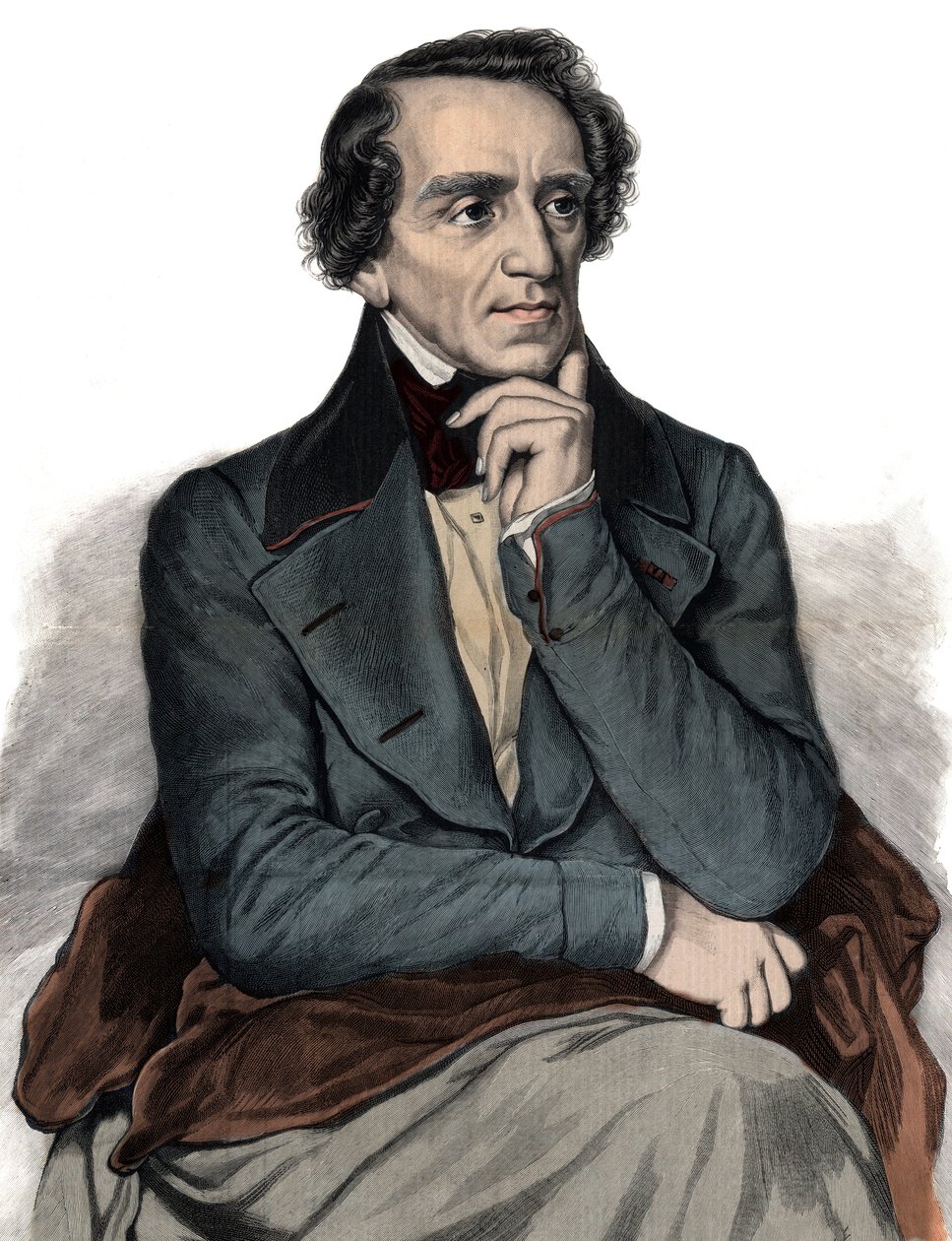 Portræt af den engelske operakomponist Giacomo Meyerbeer (1791-1864) Gravering af Unknown artist