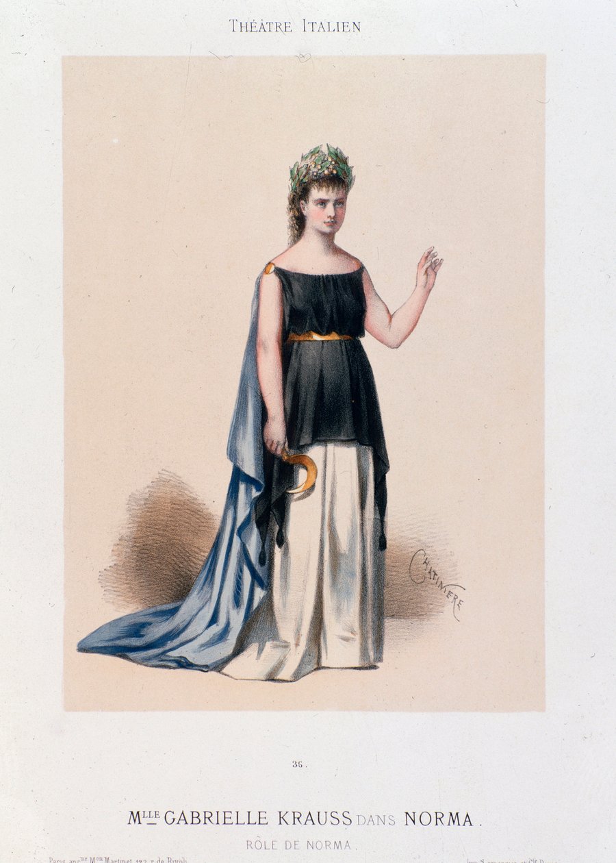 Portræt af sangerinden Gabrielle Krauss i operaen Norma af Unknown artist