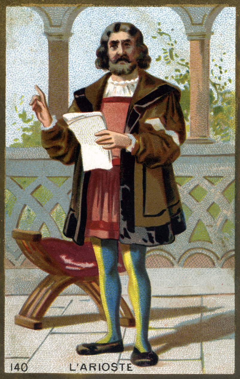 Portræt af Ariosta (1474 - 1533) eller Ludovico Ariosto. Kromolitografi i slutningen af ​​det 19. århundrede. af Unknown artist