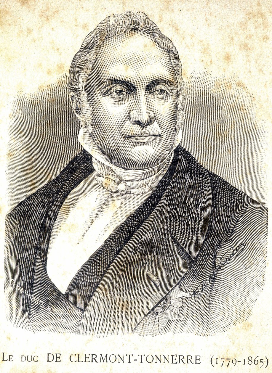 Portræt af hertugen af Clermont - Torden (1779 - 1865) - i "" Les Contemporains"", n.d. slutningen af det 19. århundrede. af Unknown artist