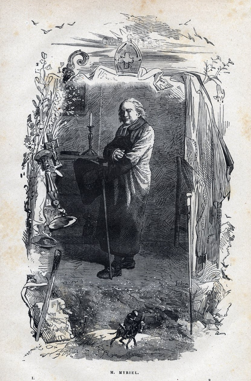 Portræt af Eveque Myriel - Illustration af Gustave Brion (1824-1877) til "The Miserables - First Part: Fantine" af Victor Hugo (1802-1885) 1862 af Unknown artist