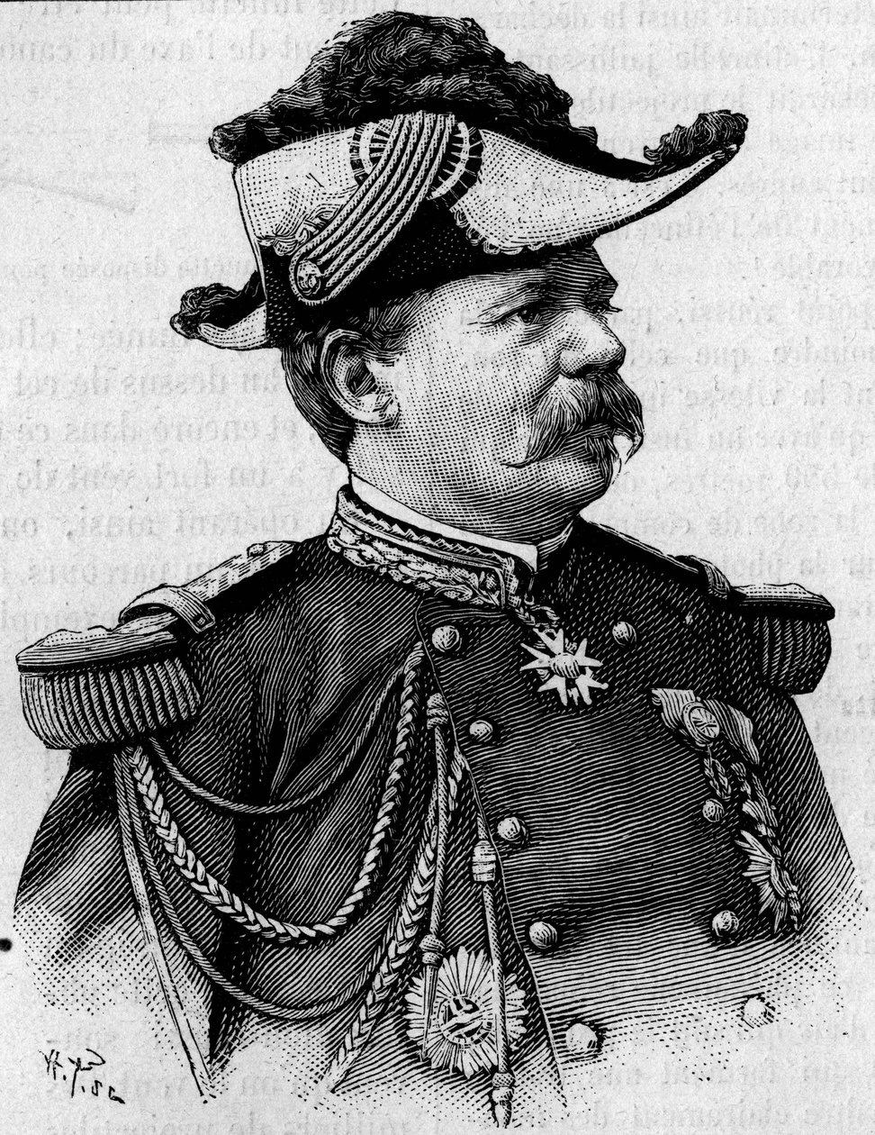 Portræt af den franske general Francois Perrier (1833-1888). Gravering i "" Natur: gennemgang af videnskaberne og deres anvendelser til kunst og industri"" af 3. marts af Unknown artist