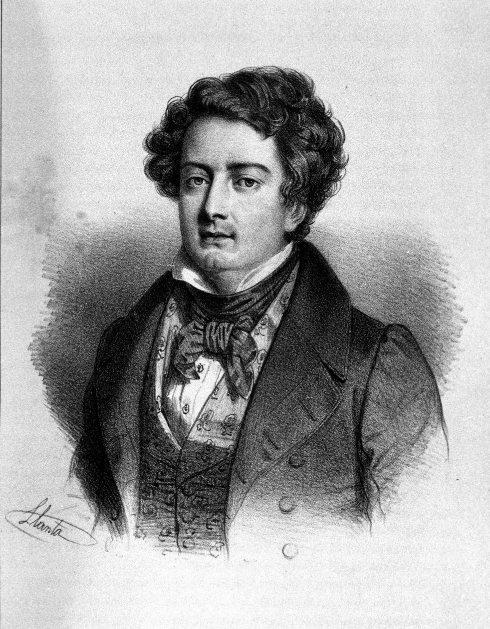 Portræt af den franske tenor Adolphe Nourrit (1802 - 1839). af Unknown artist